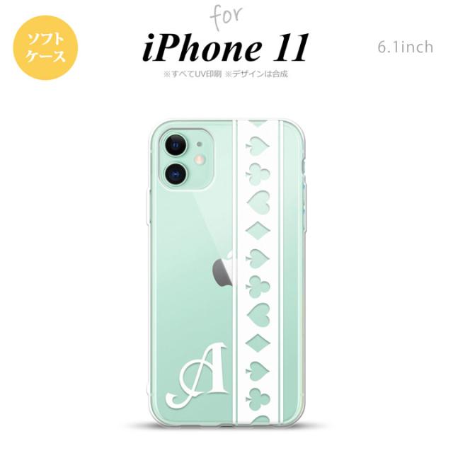 iPhone11 ケース ソフトケース トランプ 帯 白 クリア +アルファベット nk-i11-tp529i｜au PAY マーケット