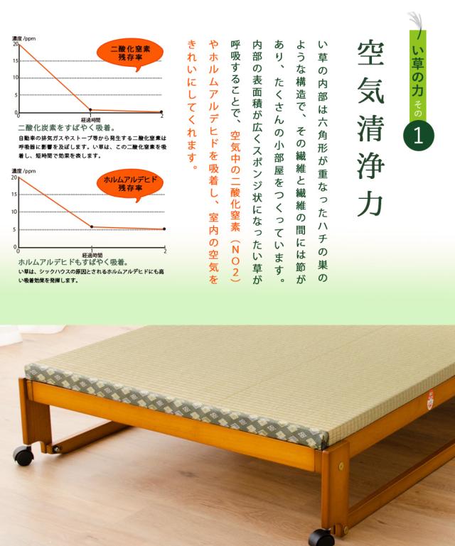 日本製 い草畳の折りたたみベッド ワイドシングル 木製 収納 い草 畳 敷き布団 折り畳みベッド 折畳みベッド おりたたみベッド 新生活 北欧 シンプル ほぼ完成品 湿気 除湿 カビ対策 bed 送料無料_11