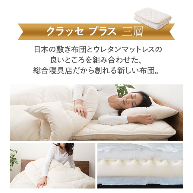 日本製 敷き布団 『クラッセ プラス』 クイーン 防ダニ 抗菌 防臭 敷布団 敷きふとん 敷きぶとん 敷ふとん 敷ぶとん 布団 ふとん 新生活 ウレタン 圧縮 コンパクト 引越し 買い替え 寝心地 オールシーズン_2