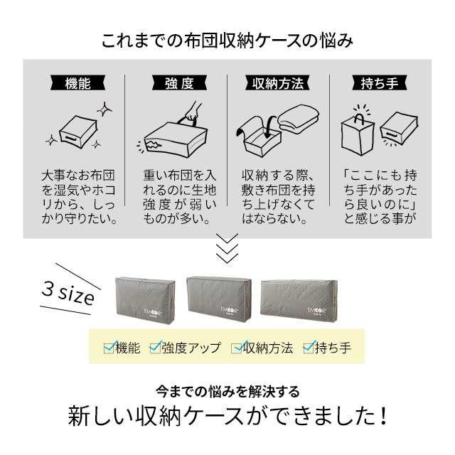 布団収納ケース 敷き布団用 炭入り 消臭 調湿 シングル セミダブル ダブル ファスナー構造 収納 袋 布団収納袋 布団 敷き布団  コンパクトの通販はau PAY マーケット - エムール-EMOOR布団・家具-