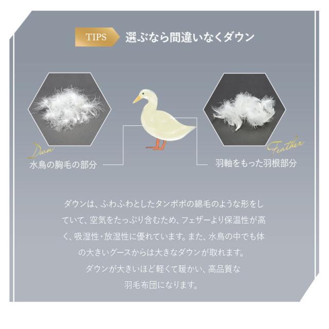 日本製 羽毛布団 シングル ロイヤルゴールドラベル 非圧縮 収納ケース付き ループ付き ハイブリッド 新合繊 軽量 掛け布団 羽毛ふとん 国産 羽毛 ホワイト 布団 ホワイトグースダウン 93％ あったか 北欧 春 夏 秋 冬 オールシーズン 白 新生活 送料無料_10