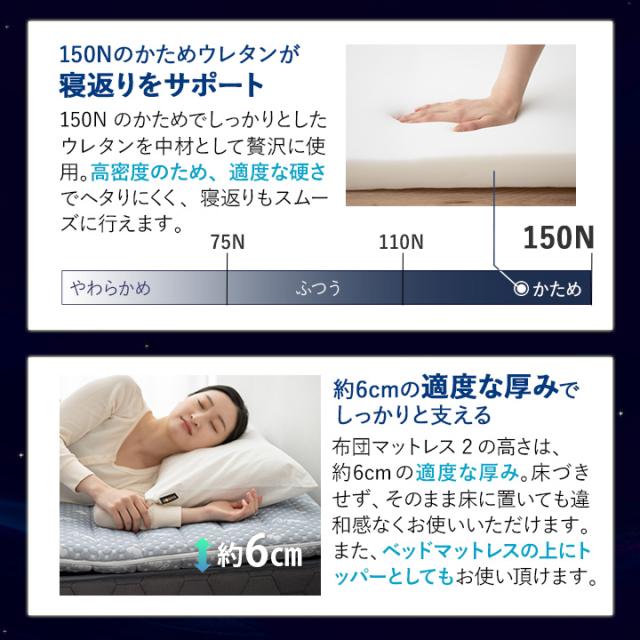 マットレス 敷き布団 クイーン 6cm 高反発 かため オーバーレイ ウレタン 凹凸 側生地 抗菌防臭 洗える 洗濯可 移動 収納 便利 軽量 収納 新生活 メッシュ ベッド 負担 分散 軽減 リラックス グレー 北欧 おしゃれ 母の日 父の日 プレゼント 送料無料_6