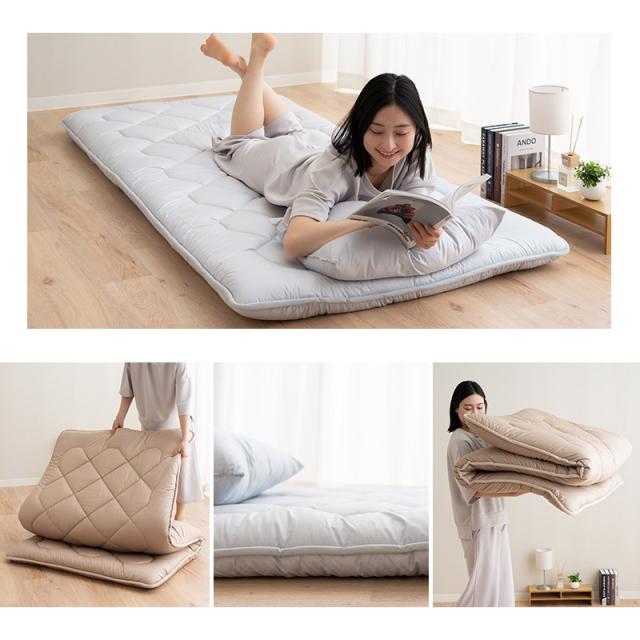 日本製 へたりにくい 敷き布団 シングル 極厚 厚さ8cm 綿100％ 吸湿 軽量 チップウレタン わた 三層構造 ボリューム 厚手 三つ折り 3つ折り 折りたたみ 敷布団 布団 オールシーズン 国産 エムールカラー OKADA 無地 北欧 シンプル おしゃれ 新生活 送料無料_14