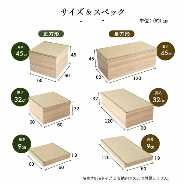 畳ユニット 小上がり 収納 畳 高床式 畳収納 畳ベッド ユニット畳 ベンチ スツール ボックス 椅子 腰掛 堀こたつ 収納畳 置き畳 収納付き  BOX 天然い草 たたみ タタミ 桐 すのこ スノコ 調湿 防虫 空気清浄 リビング ダイニング 寝室 玄関 和 新生活 送料無料