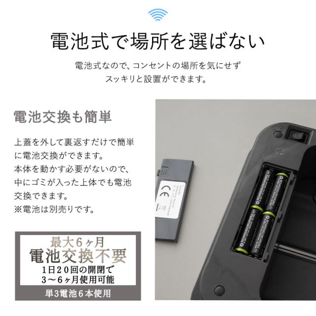ゴミ箱 ダストボックス 50リットル 50L 自動開閉 電動 センサー バタフライ式 脱臭剤ポケット付き ふた付き 角型 スクエア スリム コンパクト ごみ箱 電池 お手入れ簡単 キッチン リビング オフィス 飲食店 美容室 大容量 保証あり 45L おしゃれ 送料無料_11