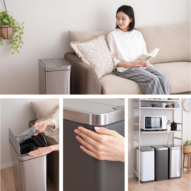ゴミ箱 ダストボックス 50リットル 50L 自動開閉 電動 センサー バタフライ式 脱臭剤ポケット付き ふた付き 角型 スクエア スリム コンパクト ごみ箱 電池 お手入れ簡単 キッチン リビング オフィス 飲食店 美容室 大容量 保証あり 45L おしゃれ 送料無料_17