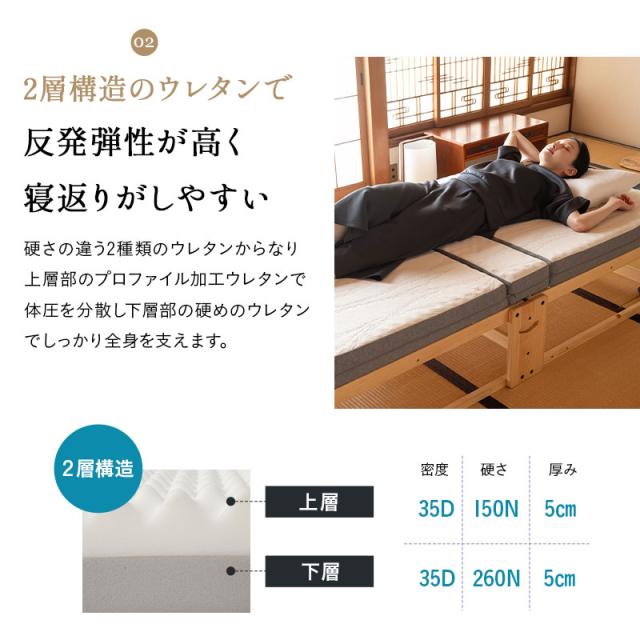 折りたたみベッド 専用 マットレス シングル 3つ折り 折りたたみ 2層構造 極厚 滑り止め 高反発 高弾性 ウレタン 三つ折り 完成品 フィット 折り畳みベッド シングルベッド 簡易ベッド 収納 コンパクト 省スペース 北欧 新生活 一人暮らし ギフト 送料無料_6