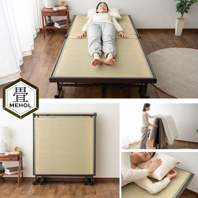 畳ベッド 折りたたみベッド シングル 組立不要 完成品 指はさみ防止