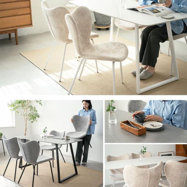ダイニングテーブルセット 5点セット 幅140cm 4人掛け 長方形 ダイニングセット 食卓 ダイニング テーブル チェア 4脚 4人用 セラミック 石目調 ファブリック 回転 椅子 机 リビング 白家具 北欧 モダン おしゃれ living＆dining トレント 新生活 送料無料_13