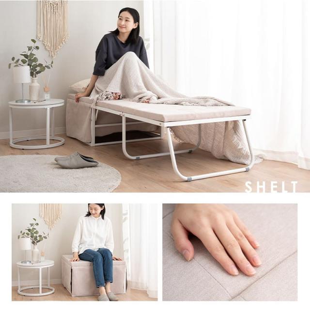 ベッド機能付スツール 折りたたみ ベッド 幅67cm スリム 完成品 送料無料 折りたたみベッド スツール ベンチ 椅子 テーブル 折り畳み コンパクト 省スペース 収納 小さい サイズ ごろ寝 仮眠 キャンプ 避難 子供 添い寝 来客 ワンルーム 狭小住宅 送料無料_15