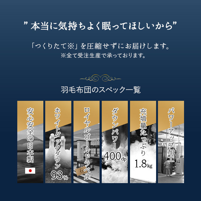日本製 羽毛布団 キング ロイヤルゴールドラベル 非圧縮 収納ケース付き ループ付き 新合繊 軽量 掛け布団 羽毛ふとん 国産 羽毛 ホワイト 布団 ホワイトダックダウン 93％ あったか 北欧 春 夏 秋 冬 オールシーズン 白 新生活 ギフト 送料無料_2