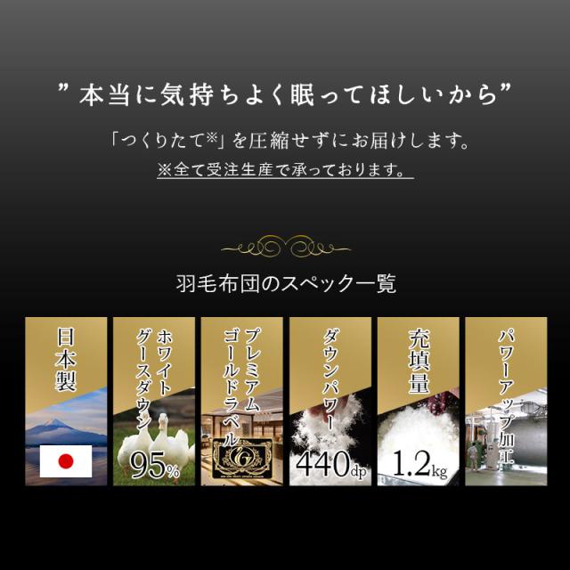 日本製 羽毛布団 セミダブル プレミアムゴールドラベル 非圧縮 収納ケース付き ループ付き ハイブリッド 新合繊 軽量 掛け布団 羽毛ふとん 国産 羽毛 ホワイト 布団 ホワイトグースダウン 95％ あったか 北欧 春 夏 秋 冬 オールシーズン 白 新生活 送料無料_2
