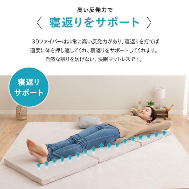 マットレス 幅65cm ごろ寝 三つ折り 高反発 丸洗い 清潔 通気性 3つ折り 折りたたみ コンパクト 収納 高反発マットレス 高反発マット アンダーマットレス オーバーレイ トッパー 寝具 仮眠 車載 防災 避難 子供 テレワーク 在宅 新生活 一人暮らし 送料無料_8