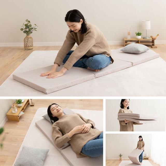 マットレス 幅65cm ごろ寝 三つ折り 高反発 丸洗い 清潔 通気性 3つ折り 折りたたみ コンパクト 収納 高反発マットレス 高反発マット アンダーマットレス オーバーレイ トッパー 寝具 仮眠 車載 防災 避難 子供 テレワーク 在宅 新生活 一人暮らし 送料無料_18