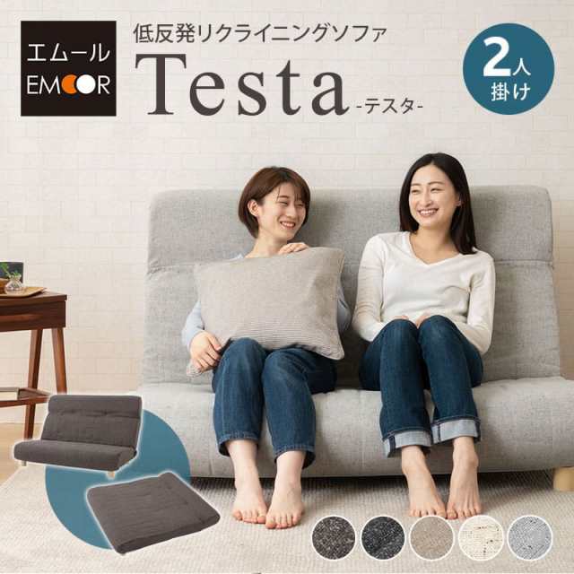 リクライニング 2人掛け ソファ チェア Testa 日本製 二人掛け 2人用 二人用 2P 低反発 ウレタン ハイバック コンパクト リクライニング