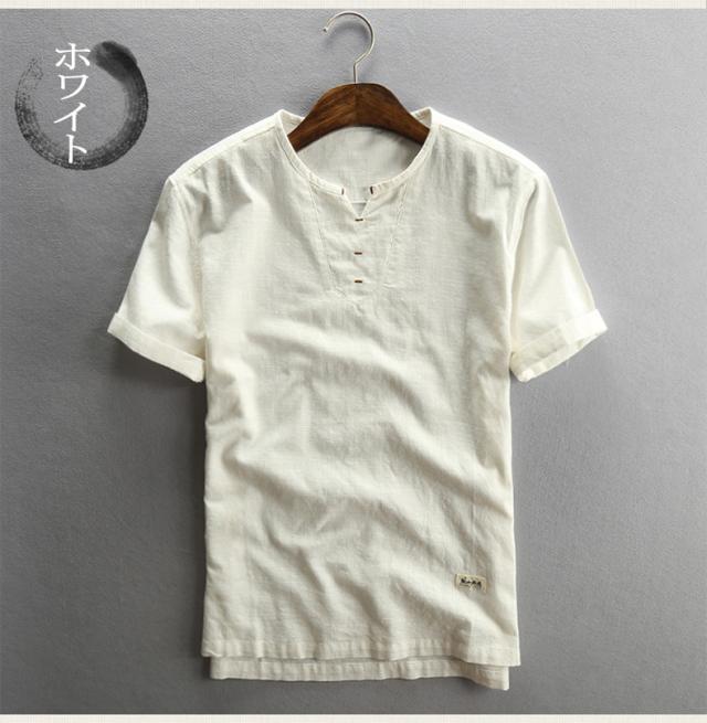 リネンシャツ メンズ 短袖 無地 麻混シャツ ｔシャツ カジュアルシャツ 立襟 白シャツ 夏シャツ 薄手の通販はau Pay マーケット K R L