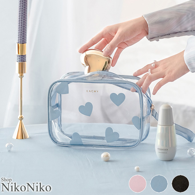 春新作 ハート柄クリアポーチ 即納 ポーチ サブ バッグ かばん クリア 透明 半透明 Pvc ビニール ハート 化粧 メイク かわいい デイの通販はau Pay マーケット ショップにこにこ