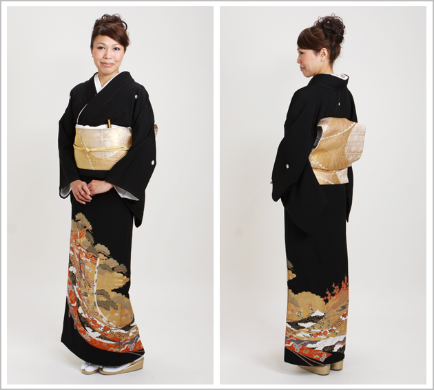 留袖 レンタル 背の高い方 NT-887 黒留袖フルセット 結婚式 30代