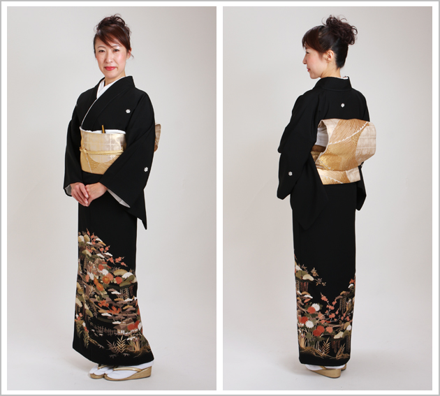留袖 レンタル 背の高い方 NT-909 黒留袖フルセット 結婚式 40代 50代