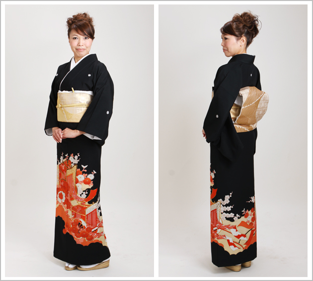 留袖 レンタル NT-698 黒留袖フルセット 結婚式 20代 30代 送料無料の