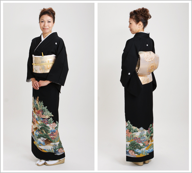 留袖 レンタル NT-711 黒留袖フルセット 結婚式 50代 60代 送料無料の
