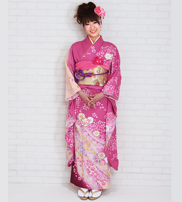 成人式 1月使用 振袖 レンタル ピンク色 桜熨斗 NT-223-sei 送料無料の