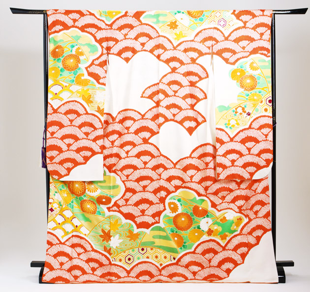 振袖 2月〜12月使用 振袖 レンタル 朱赤色 しぼり NT-65 送料無料の