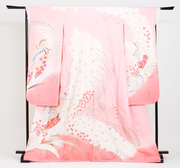 成人式 1月使用 振袖 レンタル 薄ピンク色 鳳凰 NT-91-sei 送料無料の