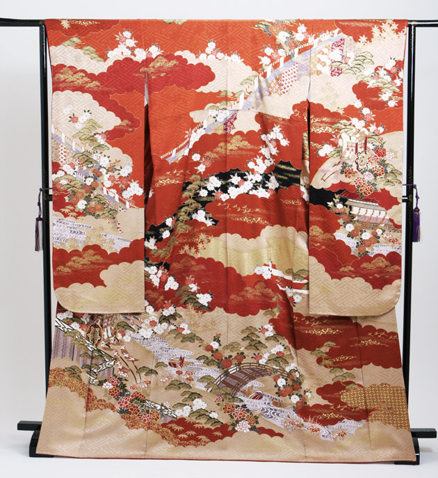 成人式 1月使用 振袖 レンタル オレンジ色 御所車 NT-192-sei 送料無料