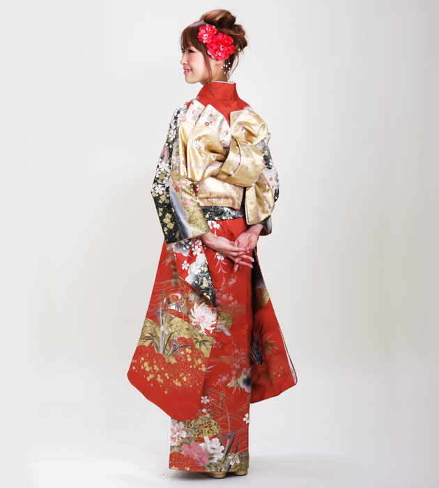 成人式 1月使用 振袖 レンタル 赤色 桜牡丹に鴛鴦 NT-190-sei 送料無料 成人式 1月使用 振袖 レンタル 赤色 桜牡丹に鴛鴦 NT-190-sei 送料無料
