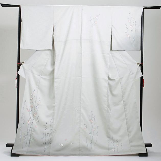 訪問着 レンタル 付下げ グレー色 NT-114 お宮参り お茶会 送料無料