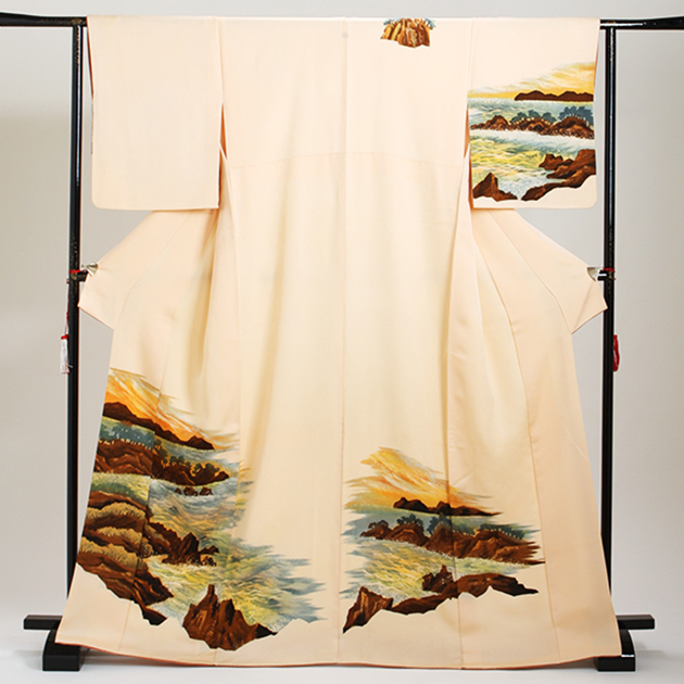 訪問着 レンタル 付下げ クリーム色 NT-15 お宮参り お茶会 送料無料の