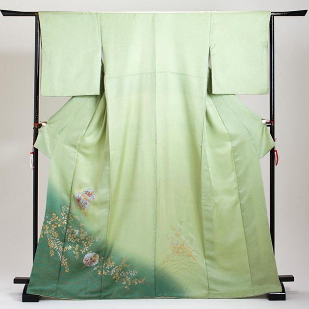 訪問着 レンタル 付下げ エメラルド色 NT-53 お宮参り お茶会 送料無料