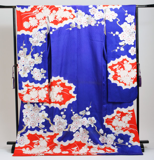 引き振袖レンタル 紺 色振袖 黒引き振袖 NT-30 梅 花嫁 送料無料