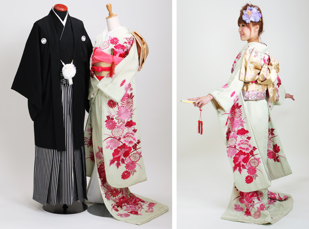 引き振袖レンタル 緑 色振袖 黒引き振袖 NT-190 ローズ 花嫁 送料無料