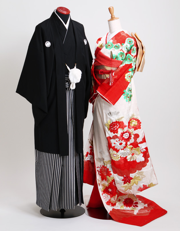 引き振袖レンタル 白朱 色振袖 黒引き振袖 NT-239 紅白 花柄 花嫁 送料無料 引き振袖レンタル 白朱 色振袖 黒引き振袖 NT-239 紅白 花柄 花嫁 送料