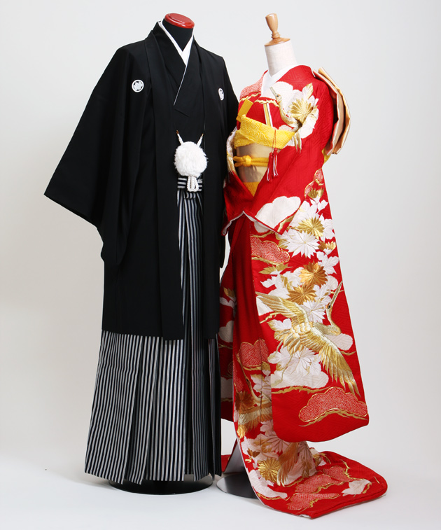 引き振袖レンタル 赤 色振袖 黒引き振袖 NT-96 シルバー ゴールド 花嫁