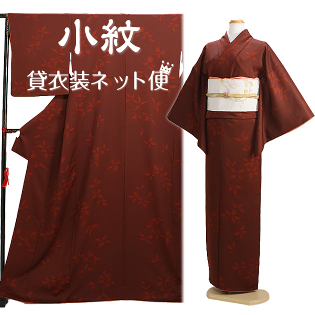 小紋 レンタル 袷〔10月〜5月向き〕茶色 お稽古 観劇 送料無料 NT-64