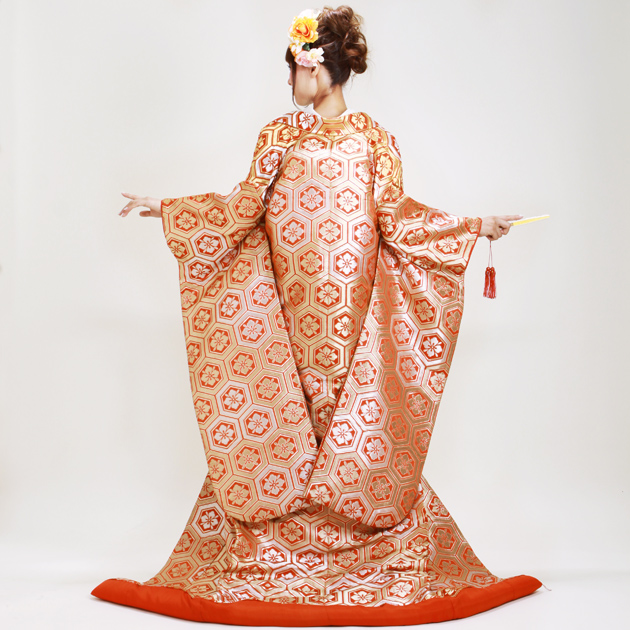 打掛 レンタル 色打掛 赤色 亀甲 ゴールド ダイヤモンド NT-330 送料