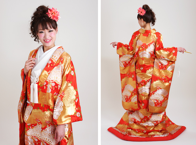 打掛 レンタル 色打掛 赤色 老松に小花 NT-36 送料無料の通販はau PAY