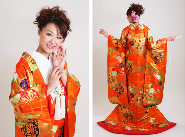 色打掛　オレンジ（御所車）712 色打掛オレンジ（御所車）712