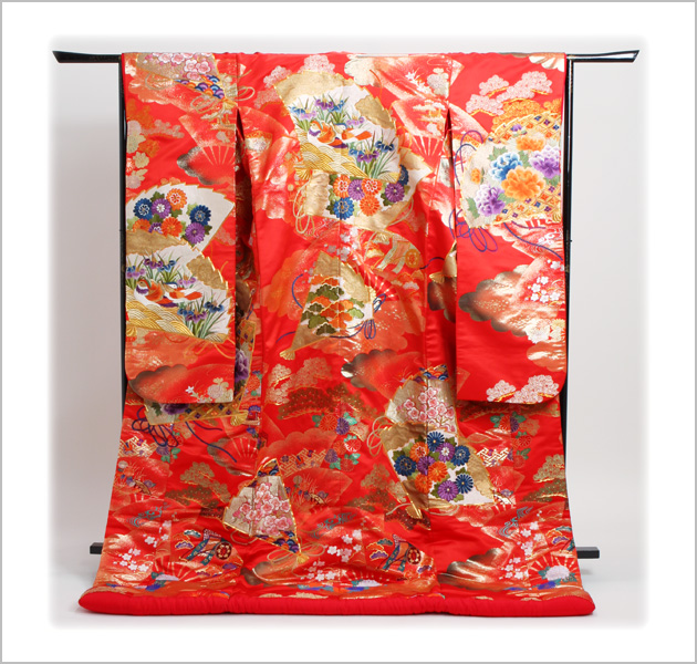 打掛 レンタル 色打掛 赤色 桧扇重 NT-705 送料無料 打掛 レンタル 色打掛 赤色 桧扇重 NT-705 送料無料