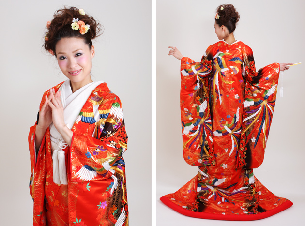 打掛 レンタル 色打掛 赤色 流水に桜吹雪 NT-710 送料無料