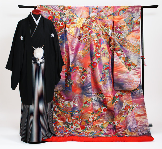 打掛 レンタル 色打掛 紫色 熨斗吉祥華 虹色 NT-815 送料無料の通販は