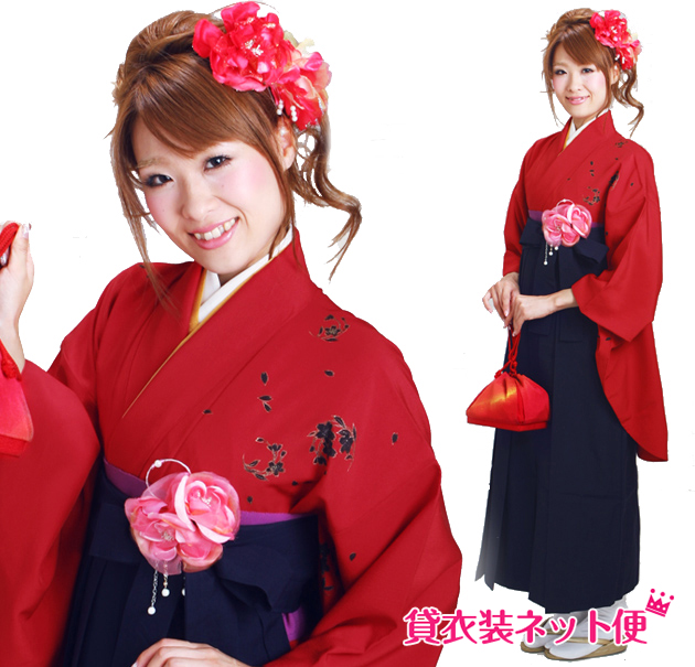 卒業式 袴セット 袴セットレディース 卒業式 袴 レンタル 大学卒業式 大学 卒業式 赤色 桜 送料無料 FAG0226