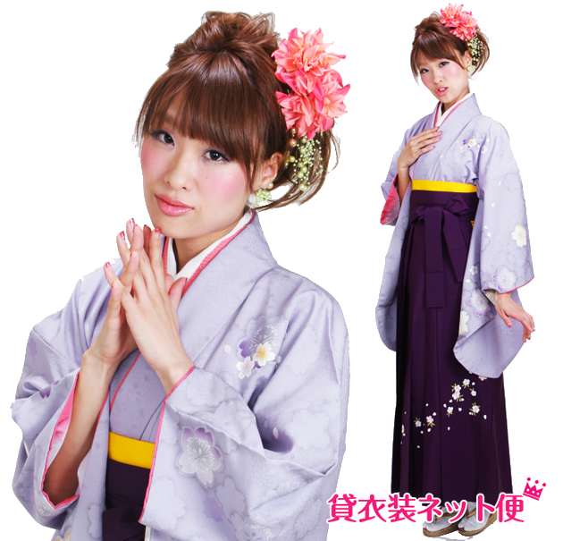 卒業式 袴セット 袴セットレディース 卒業式 袴 レンタル 大学卒業式 大学 卒業式 紫色 桜 送料無料 FAG0278