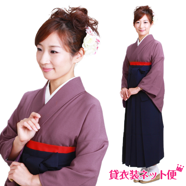卒業式 袴セット 袴セットレディース 卒業式 袴 レンタル 先生 紫 無地 送料無料 FAG0094