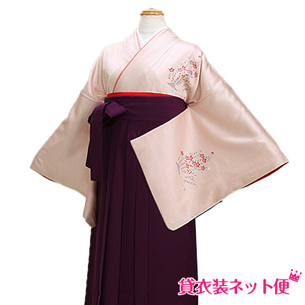 卒業式 袴セット 正絹 袴セットレディース 卒業式 袴 レンタル ピンク色 花 送料無料 FAGH025