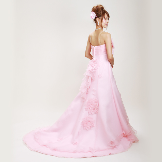 二次会ドレスレンタル 9号-13号 ピンク マーメイドライン 結婚式 2次会