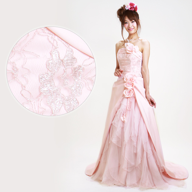 二次会ドレスレンタル 7号-9号 ピンク Aライン 結婚式 2次会 お呼ばれ